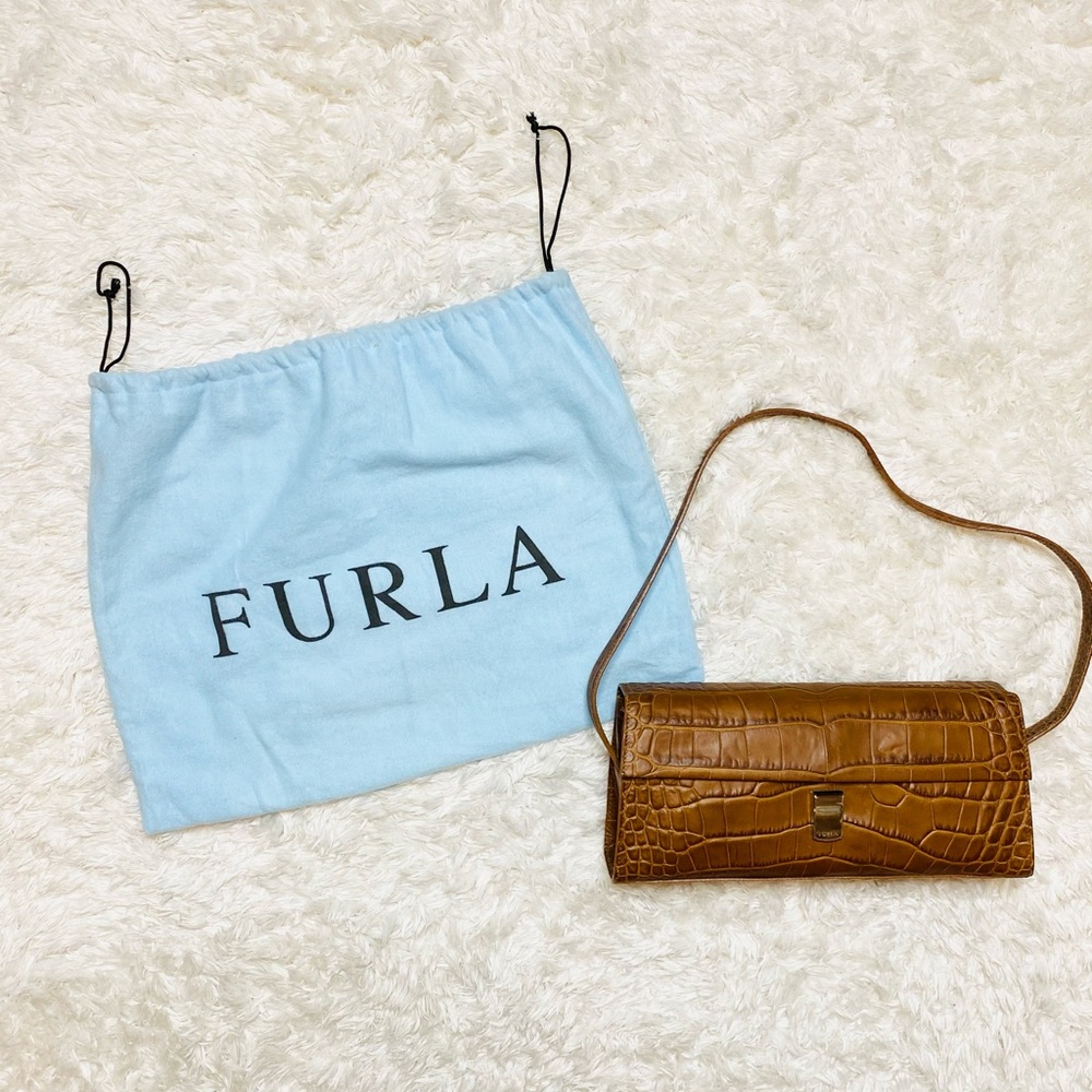 FURLA Cognac Crocodile Bag
